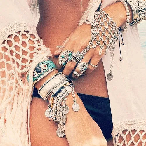 Bohemia Vintage Hippie Boho Bracelet Bells Tassel Statement Pulseiras Femininas Women Turkish Gypsy Tribal Jewelry