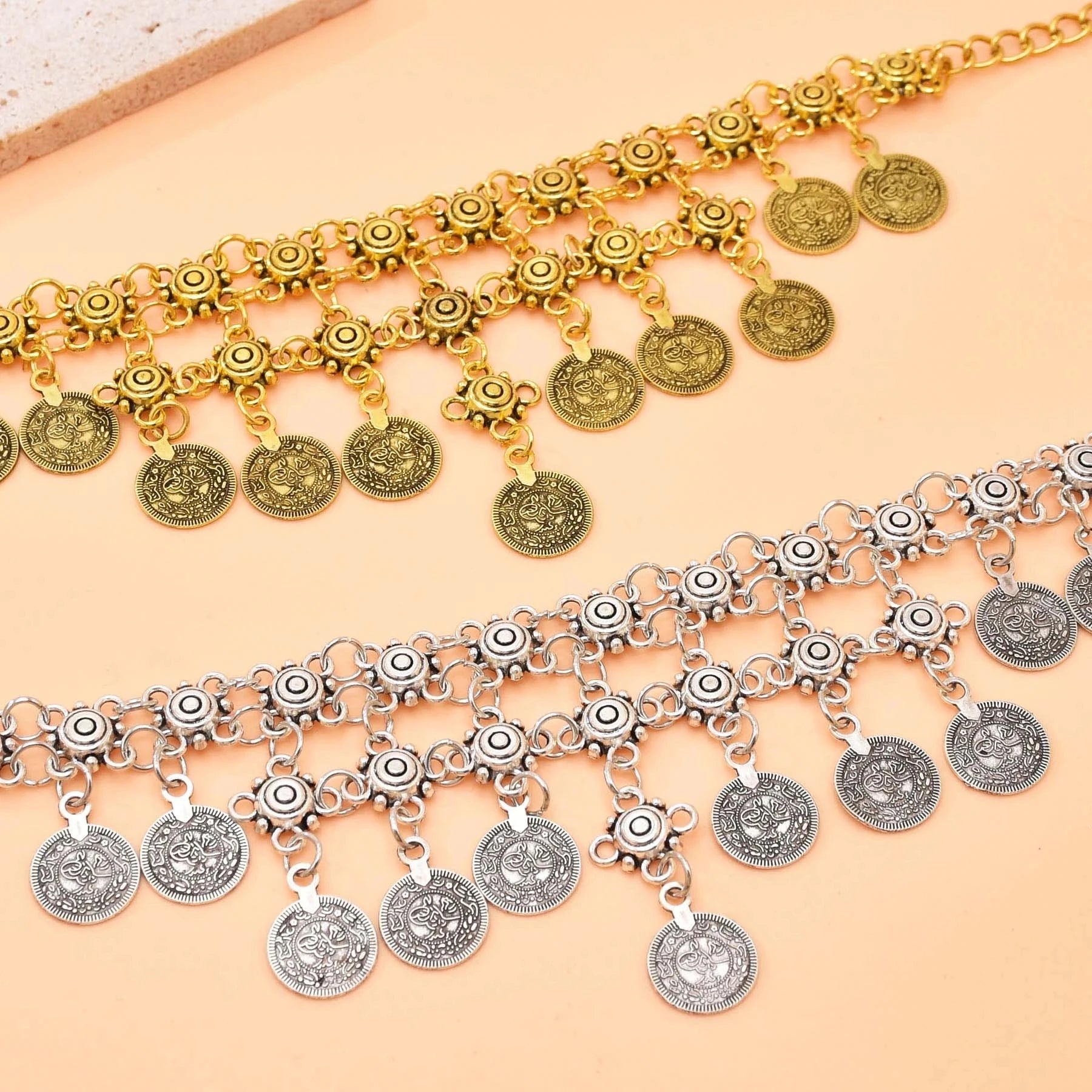 Traditional Turkish Afghan Coins Tassel Pendant Necklace for Women Vintage Gypsy Ethnic Choker Colla